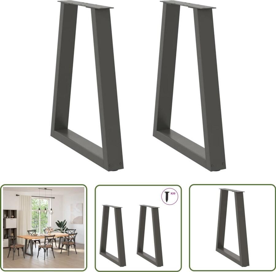 VidaXL Salontafels Salontafelpoten Eettafelpoten 2 st V-vormig 60x(72-73 3) cm staal antraciet V-vormig Metalen Poten Zwarte Poten