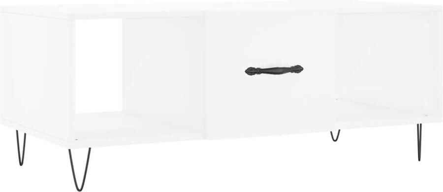 The Living Store Salontafel Wit 102 x 50 x 40 cm Hoge kwaliteit hout en ijzer Salontafel Salontafeltje Houten Salontafel Witte Salontafel Stoere Salontafel