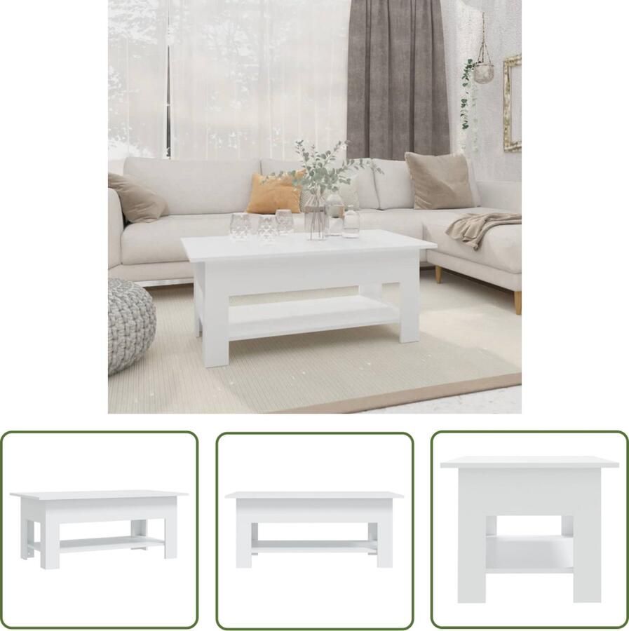 The Living Store Salontafel Modern Spaanplaat Wit 102 x 55 x 42 cm Montage vereist Salontafel Salontafeltje Witte Salontafel Houten Salontafel Moderne Salontafel