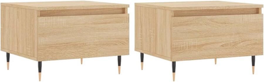 The Living Store Salontafels 2 st 50x46x35 cm bewerkt hout sonoma eikenkleurig Salontafel Bijzettafel Houten Salontafel Eiken Salontafel Modern Design