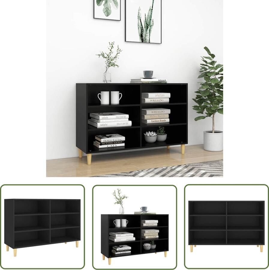 VidaXL Dressoir 103 5x35x70 cm bewerkt hout zwart Dressoir Scandinavisch Design Black Furniture Wooden Dresser Storage Cabinet