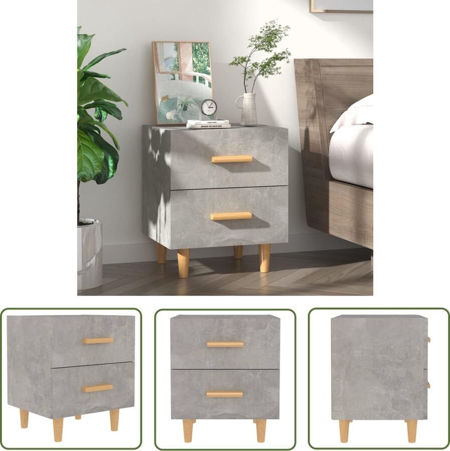 The Living Store Nachtkastje Scandinavische Nachtkastje 40 x 35 x 47.5 cm Betongrijs Nachtkastje Scandinavisch Design Beton Grijs Slaapkamer Meubilair Woonkamer Accessoires - Foto 2