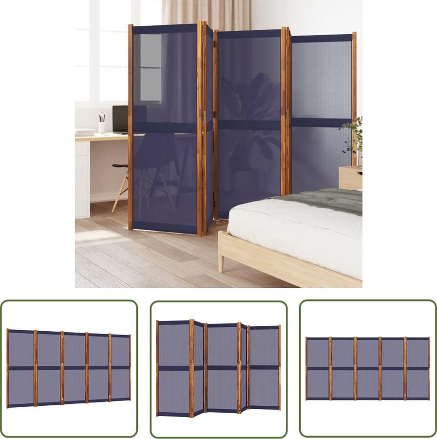 The Living Store Scheidingswand Donkerblauw Acaciahout 350x180 cm Weerbestendig en Duurzaam Kamerscherm Scheidingswand Privacy Screen Donkerblauw Acacia Hout