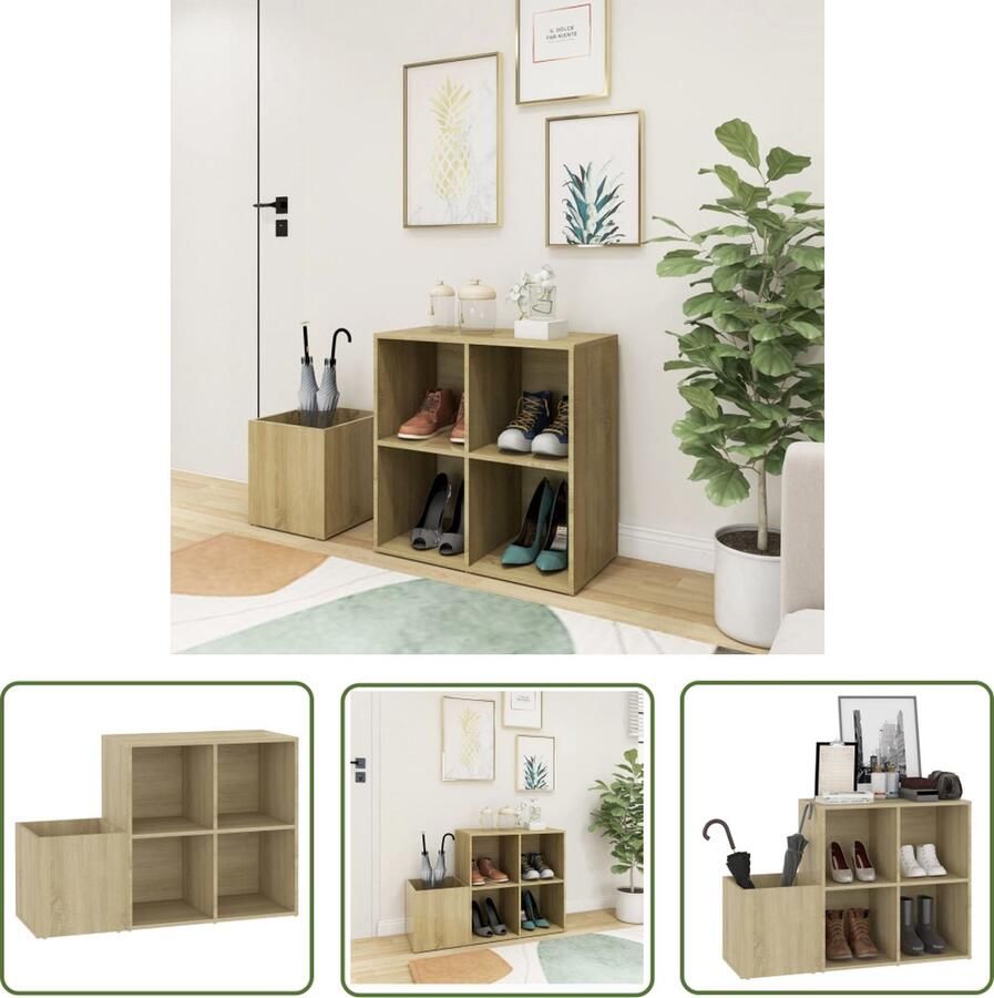 The Living Store Opbergkast Sonoma Eiken 105 x 35.5 x 70 cm Stabiel en veelzijdig Opbergkast Schoenendoos Schoenenkast Houten Kast Bruine Kast - Foto 2