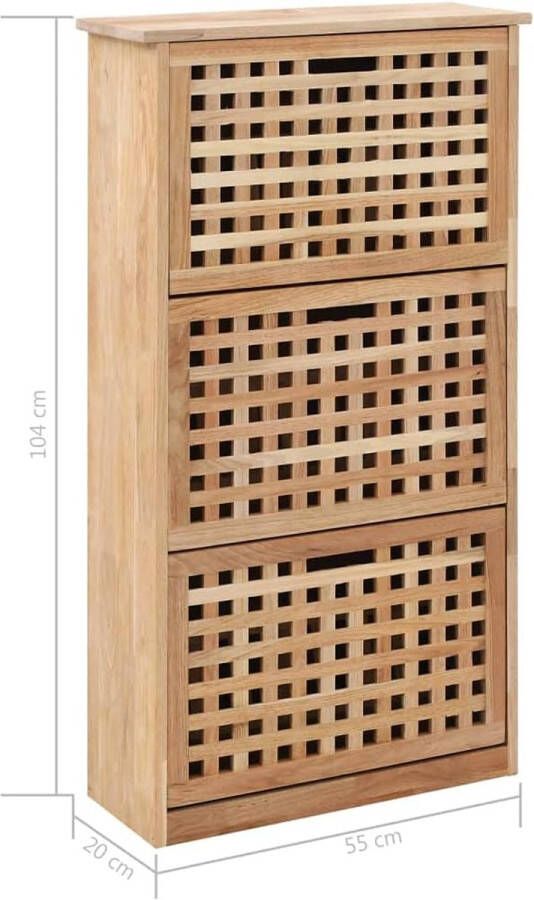 VidaXL Schoenenkast 55x20x104 cm massief walnotenhout