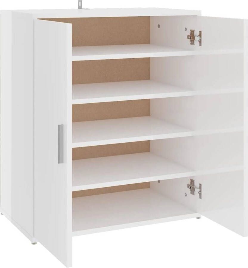 VidaXL Schoenenkast 60x35x70 cm spaanplaat hoogglans wit