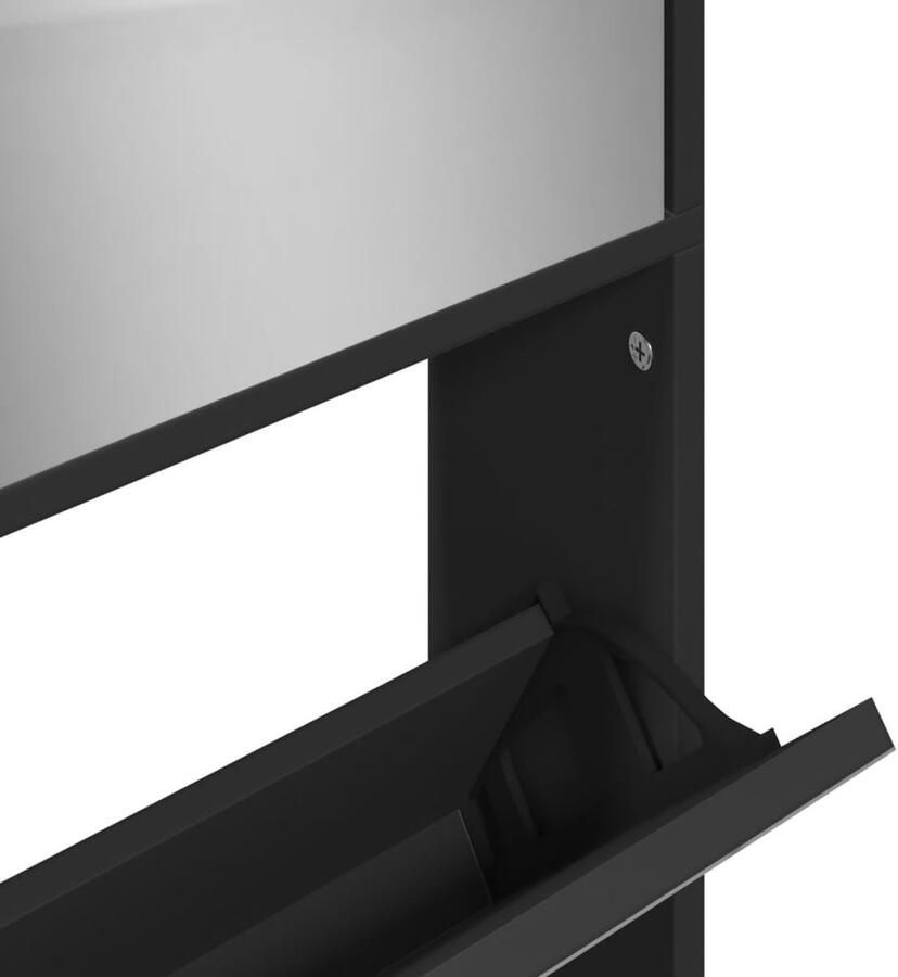 VidaXL Schoenenkast met spiegel 4-laags 63x17x134 cm zwart - Foto 2