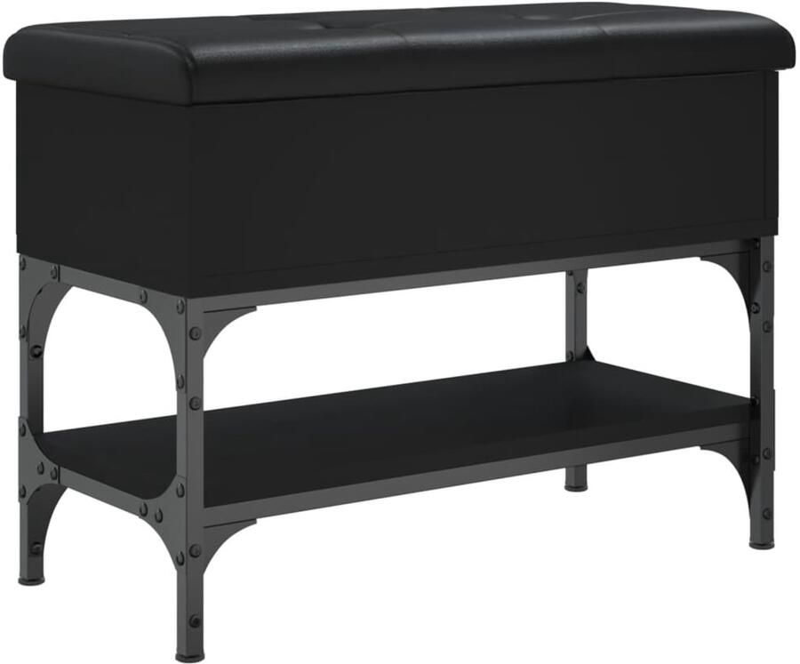 VidaXL Schoenenbank 62x32x45 cm bewerkt hout zwart Schoenenbank Schoenenkast Entreemeubilair Houten Schoenenbank Zwarte Schoenenbank