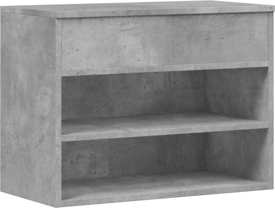 The Living Store Schoenenkast Concrete 60 x 30 x 45 cm Trendy opbergbank Spaanplaat Montage vereist Schoenenbank Schoenenkasten Opbergbank Opbergrekken Beton Grijs Meubilair - Foto 5