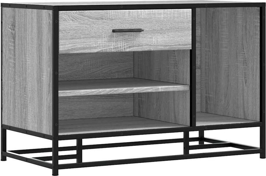 VidaXL Schoenenbank 80x40x53 5 cm bewerkt hout en metaal grijs sonoma Schoenenbank Schoenenrek Entree Bank Hallenkasten Houten Schoenenbank