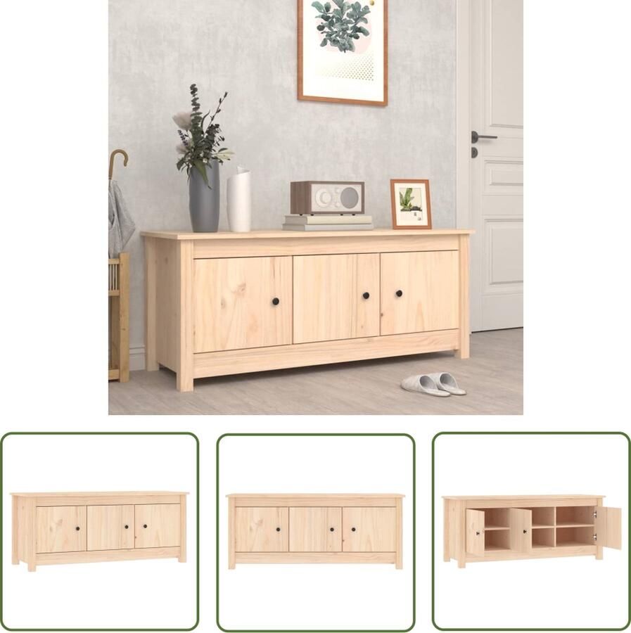 The Living Store Schoenenkast Massief Grenenhout 110x38x45.5 cm Stabiel frame 6 vakken Schoenenkast Schoenenrek Opbergsysteem Meubilair Binnenhuisdecoratie - Foto 2