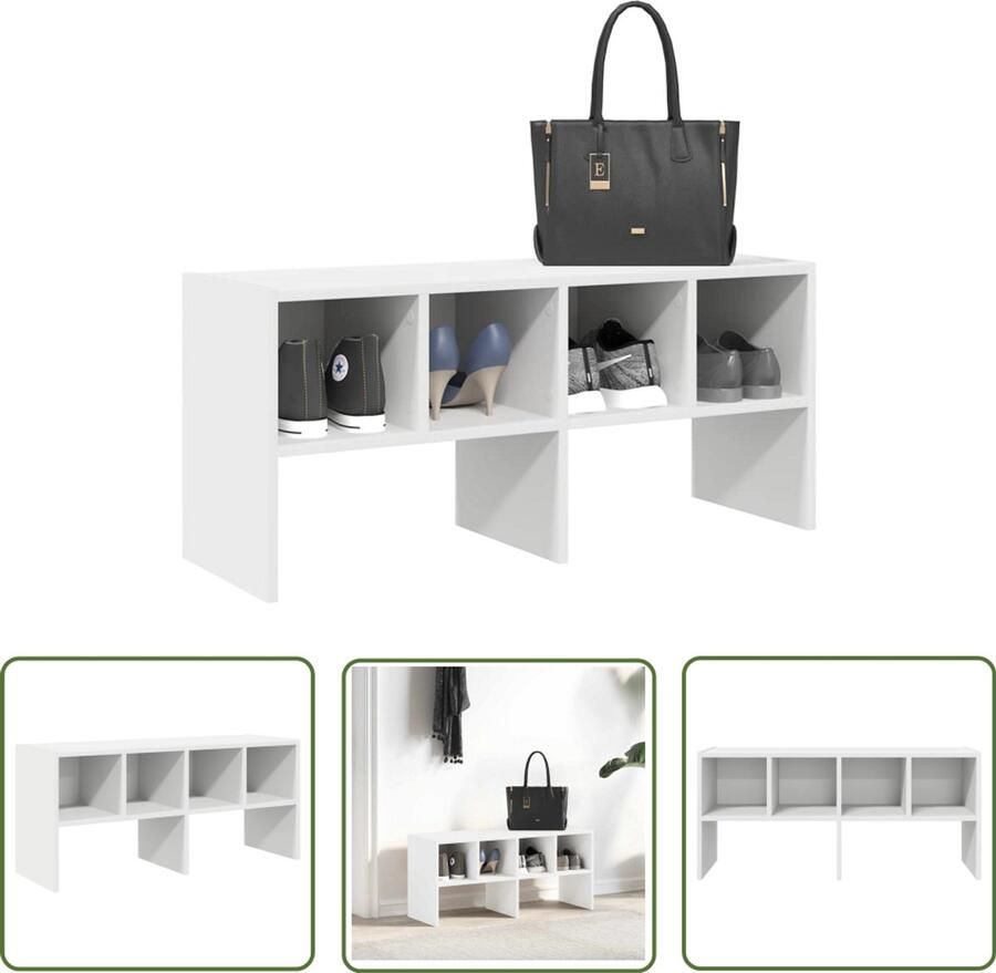 The Living Store Schoenenrek stapelbaar 89 5x30x40 cm wit Schoenenkast Schoenenrek Opbergkast Houten Schoenenrek Stapelbare Schoenenkast