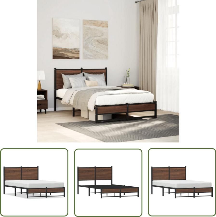 VidaXL Bedframe zonder matras metaal bruin eikenkleurig 120x190 cm Draaibare Sleutel Set Schroevendraaiers Gereedschapset Mechanica Tools Draadverbinding