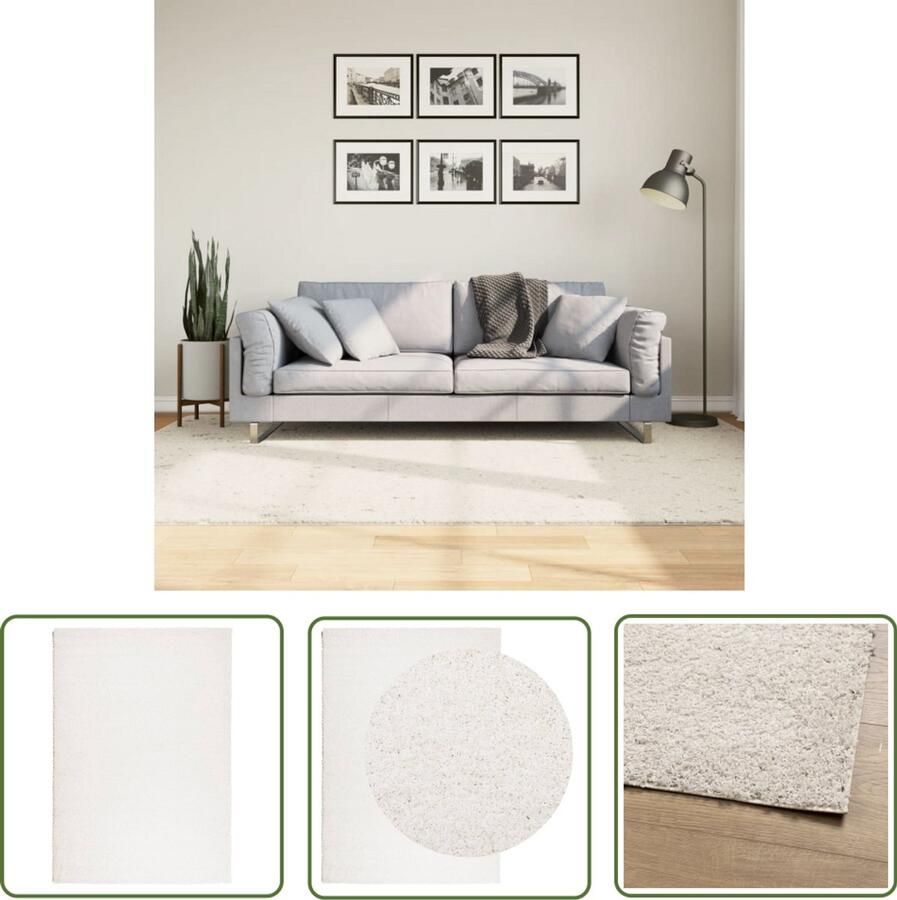 VidaXL Shag Carpet Vloerkleden Vloerkleed PAMPLONA shaggy hoogpolig modern 160x230 cm crème Beige Tapijt Kamerdecoratie Living Room Decor