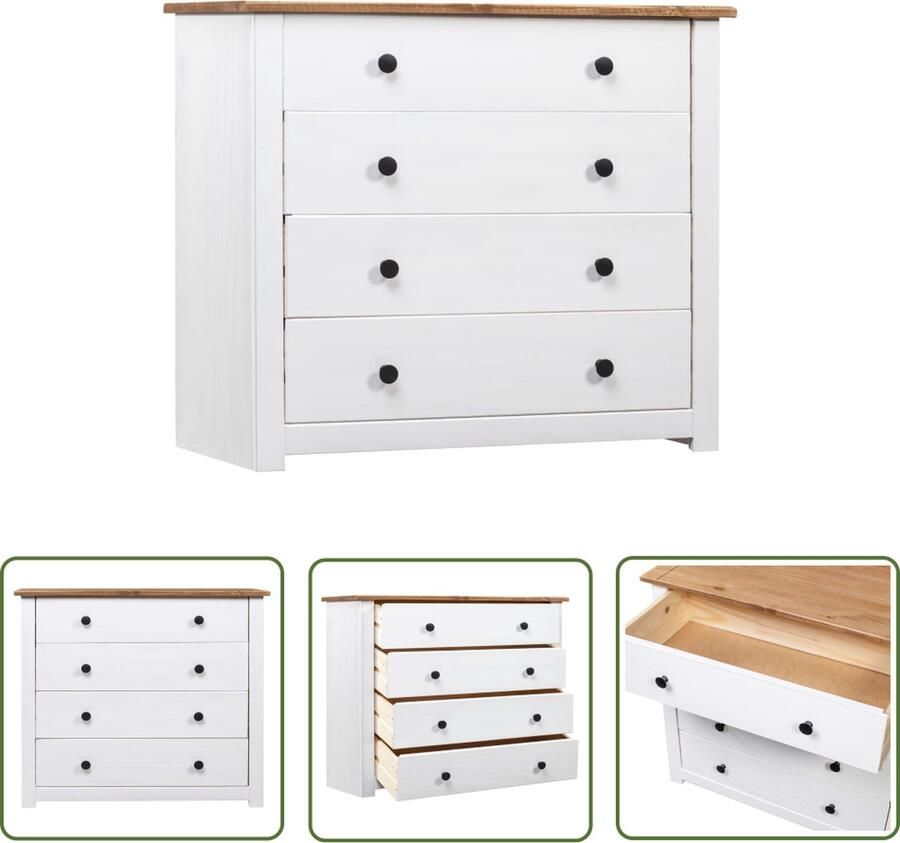 VidaXL Bijzetkast Panama Range 80x40x73 cm grenenhout wit Bijzetkast Side Table Houten Kast Grenoblehouten Kast Witte Kast