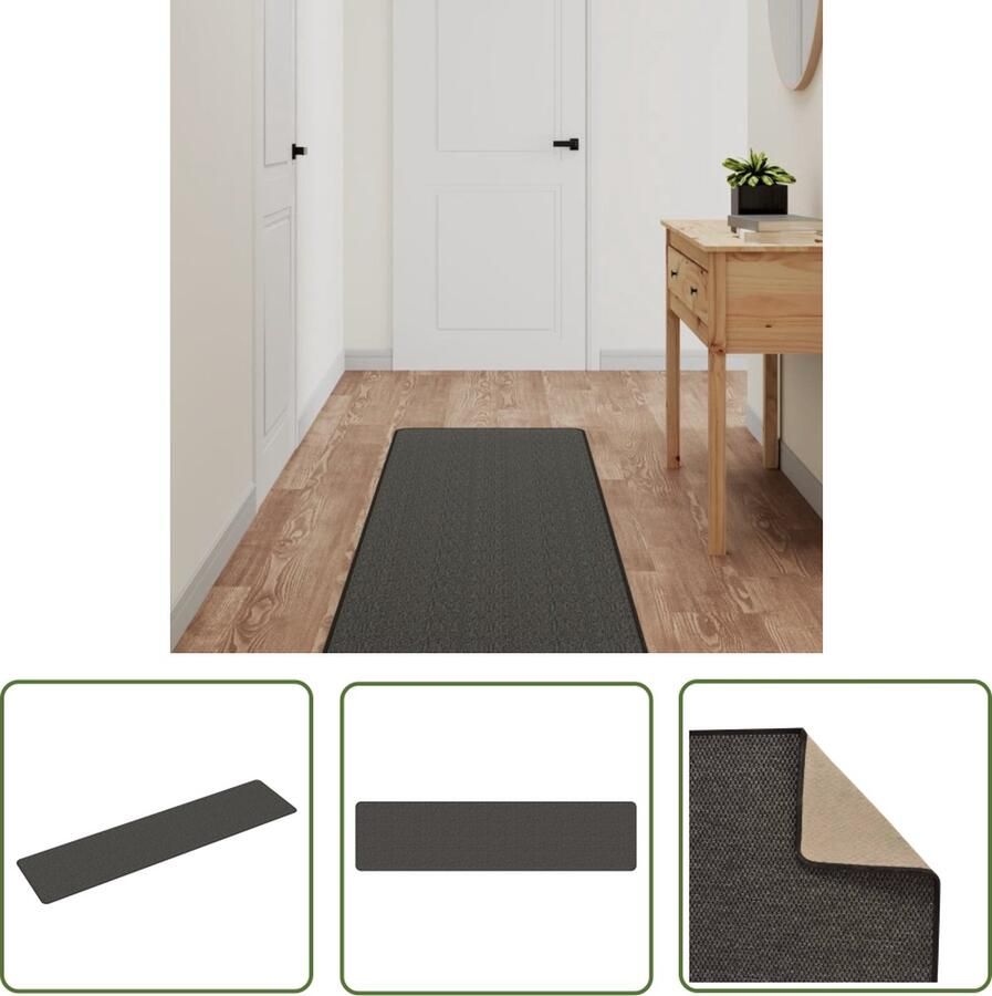 The Living Store Tapijtloper 50x200 cm sisal-look antracietkleurig Tapijtroeper Sisal Look Antraciet Vloerkleden Polypropyleen