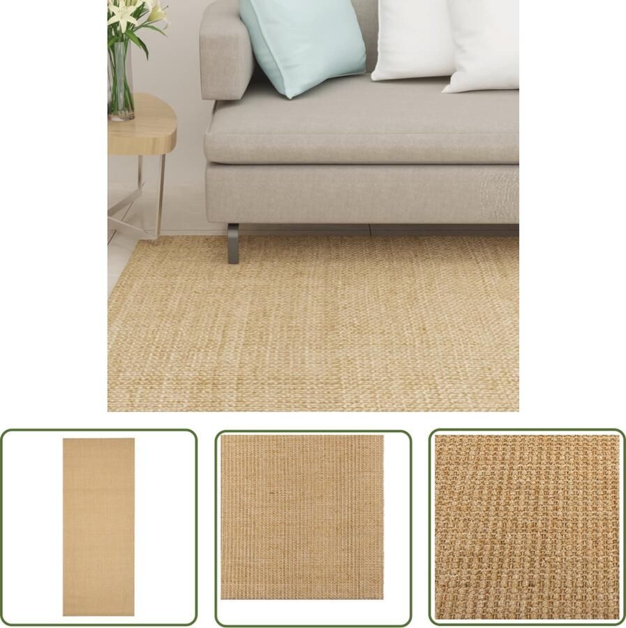 The Living Store Sisal Vloerkleed 100 x 250 cm Anti-slip Duurzaam Vloerkleed Sisal Vloermatten Natuurvezel Vloerkleed Bruine Vloerkleed Anti Slip Vloerkleed