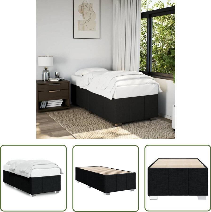 VidaXL Slaap Kamer Bed Frame Bedframe zonder matras 80x200 cm stof zwart Boxspring Tweepersoonsbed Kingsize Bed