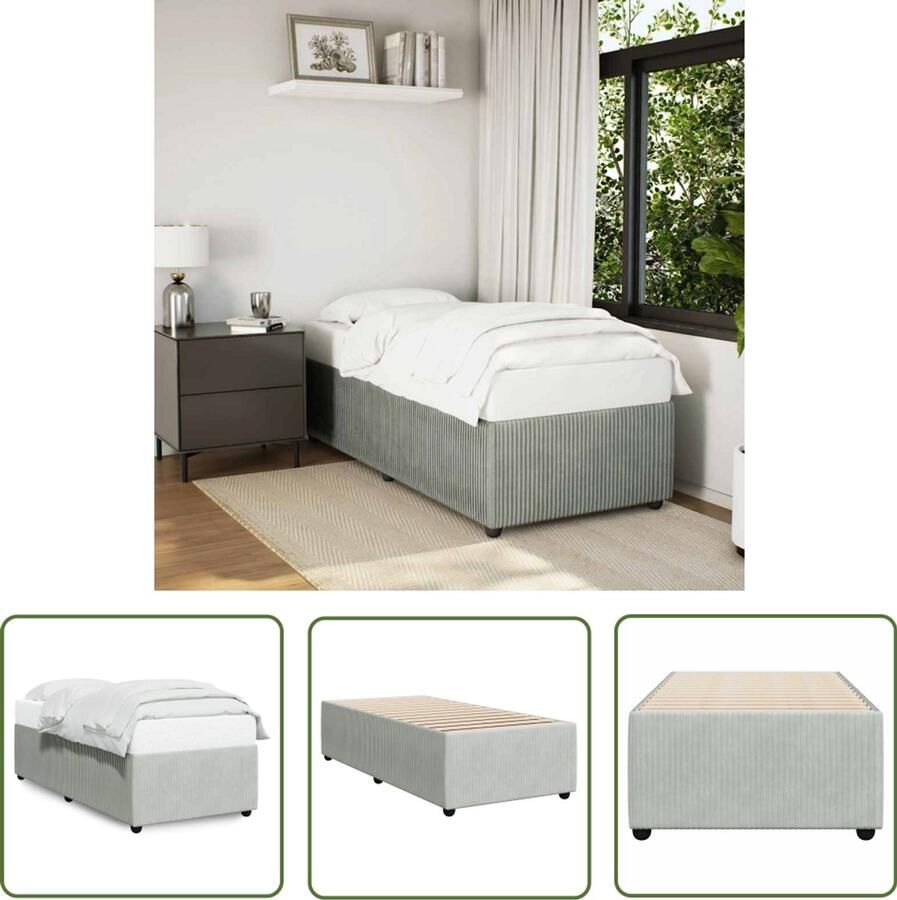VidaXL Bedframe zonder matras 90x200 cm fluweel lichtgrijs Bed Frame Slaap Kamer Boxspring Tweepersoonsbed Kingsize Bed