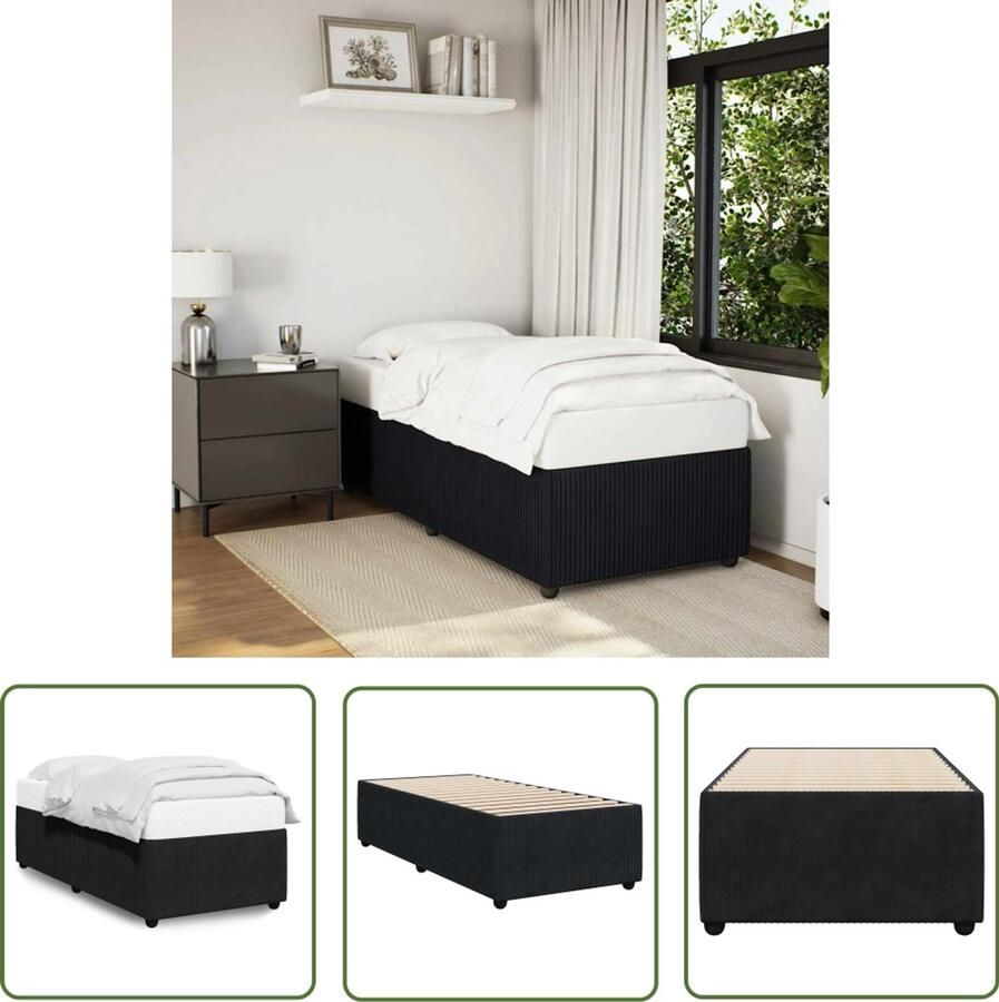 VidaXL Slaapcomfort Bed Frame Bedframe fluweel zwart 90x190 cm Fluweel Bed Zwart Bed Tweepersoons Bed