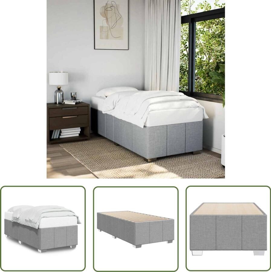 VidaXL Slaapcomfort Bed Frame Bedframe zonder matras 100x200 cm stof lichtgrijs Boxspring Tweepersoonsbed Kingsize Bed