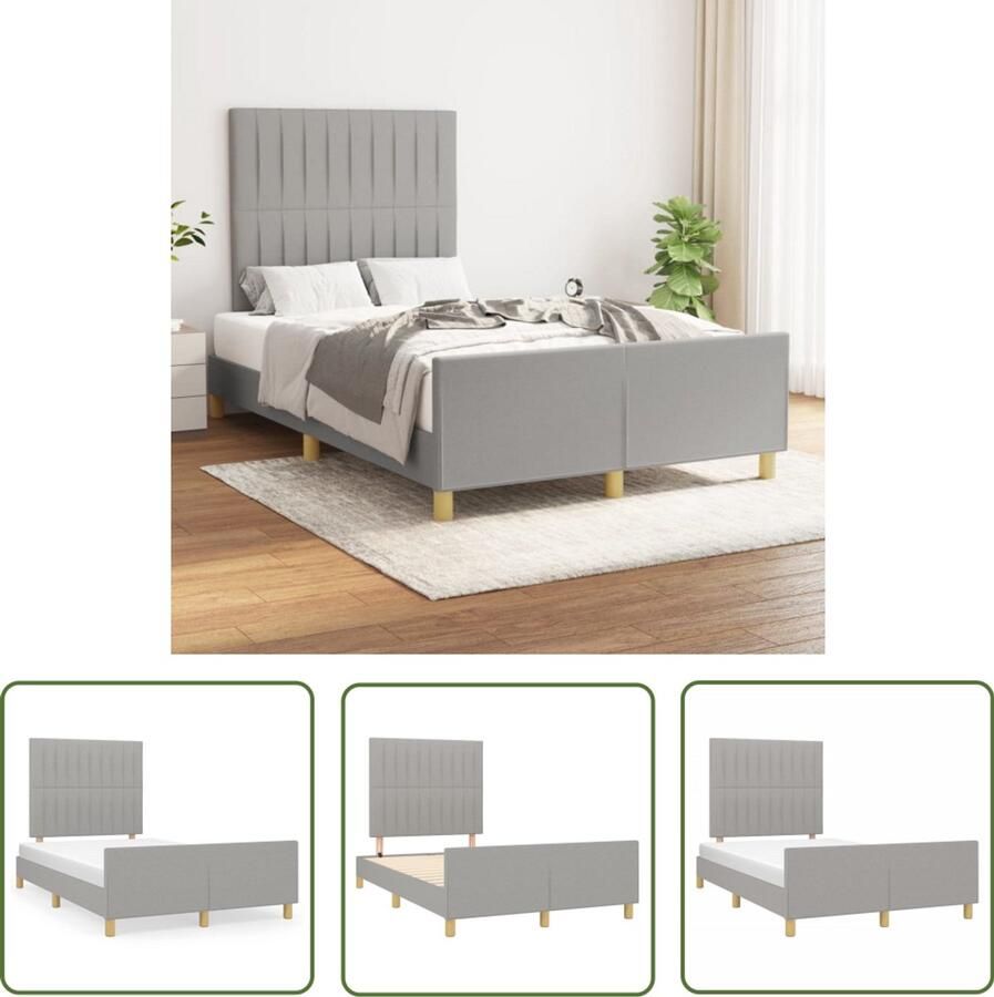 VidaXL Bedframe zonder matras 120x190 cm stof lichtgrijs Bed Frame Slaapcomfort Design Bed Modern Bed Grijs Bed