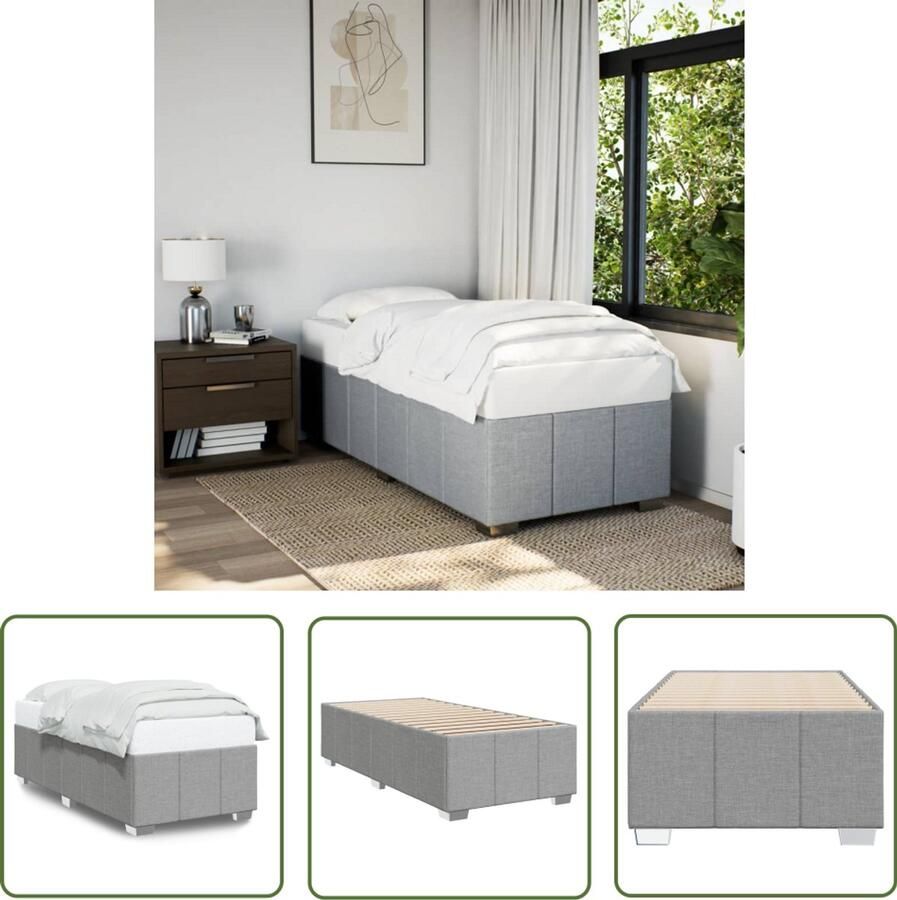 VidaXL Slaapcomfort Bed Frame Bedframe zonder matras 80x200 cm stof lichtgrijs Tweepersoonsbed Enkelpersoonsbed Houten Bed