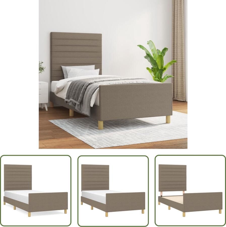 The Living Store Bedframe taupe stof verstelbaar hoofd- en voeteneind 193 x 93 x 118 128 cm geschikt voor 90 x 190 cm matras duurzaam en comfortabel