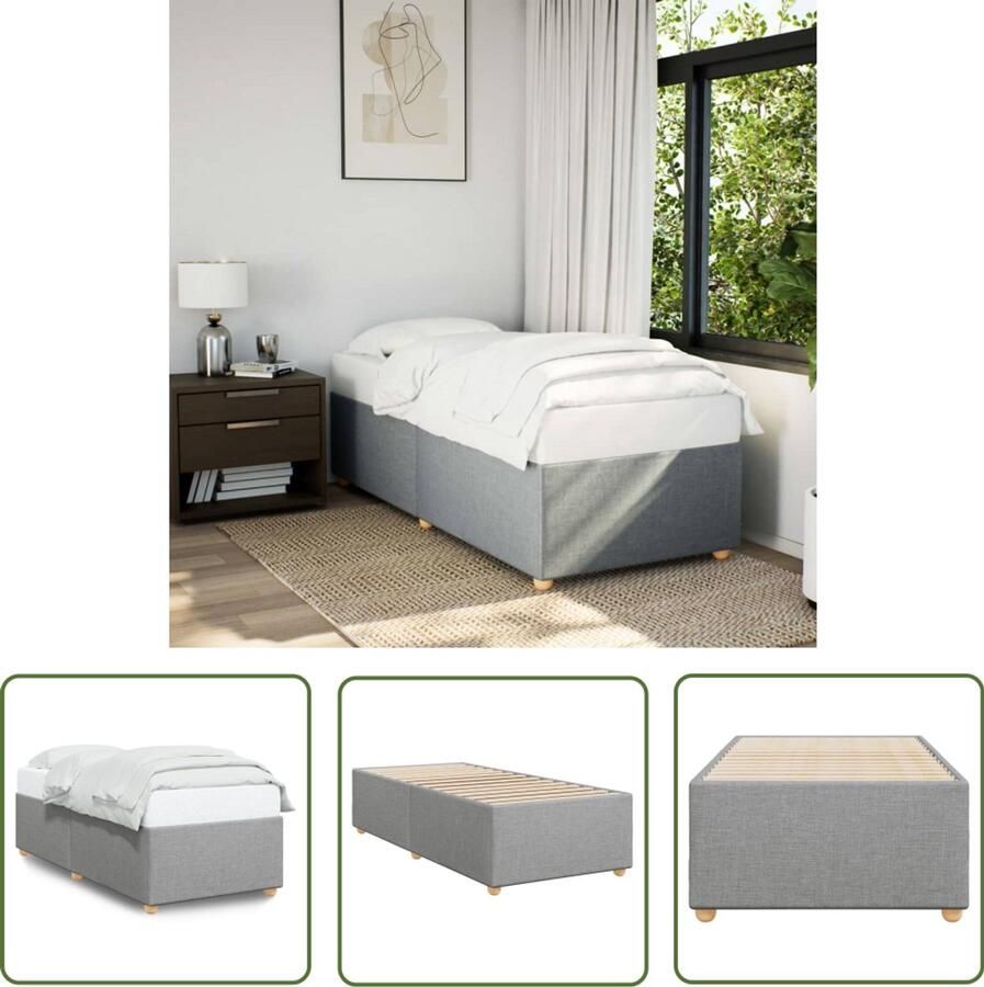 VidaXL Slaapcomfort Bed Frame Bedframe zonder matras 90x200 cm stof lichtgrijs Design Bed Modern Bed Grijs Bed