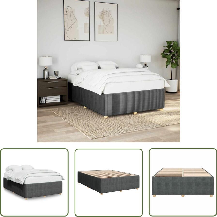 VidaXL Bedframe zonder matras stof donkergrijs 160x200 cm Bed Frame Slaapcomfort Houten Bed Tweepersoonsbed Boxspring