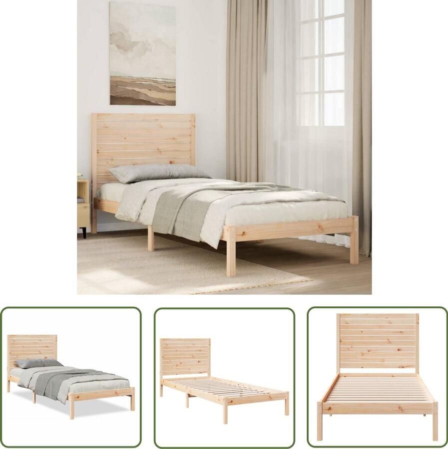 VidaXL Bedframe extra lang zonder matras massief hout 90x210 cm Bedframe Slaapcomfort Boxspring Tweepersoonsbed Kingsize Bed