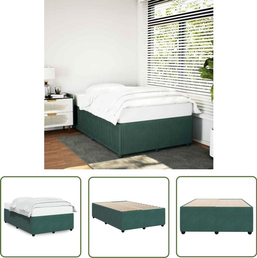 VidaXL Bedframe zonder matras 120x200 cm fluweel donkergroen Bedframe Slaapcomfort Fluweel Dark Green Houten Bedframe