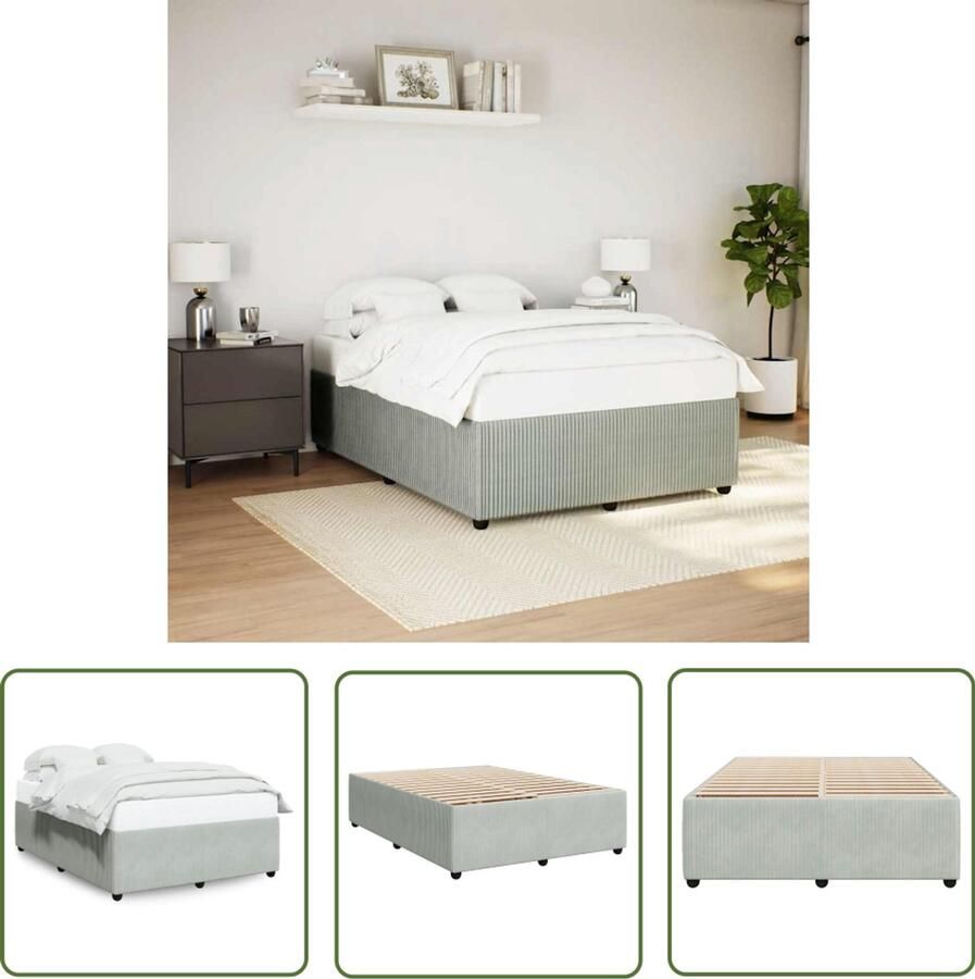 VidaXL Bedframe zonder matras 160x200 cm fluweel lichtgrijs Bedframe Slaapcomfort Fluweel Licht Grijs Tweepersoonsbed