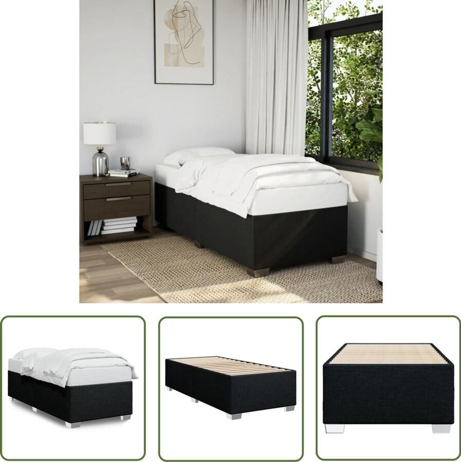 VidaXL Bedframe zonder matras 90x200 cm stof zwart Bedframe Slaapcomfort Tweepersoonsbed Boxspring Modern Bed