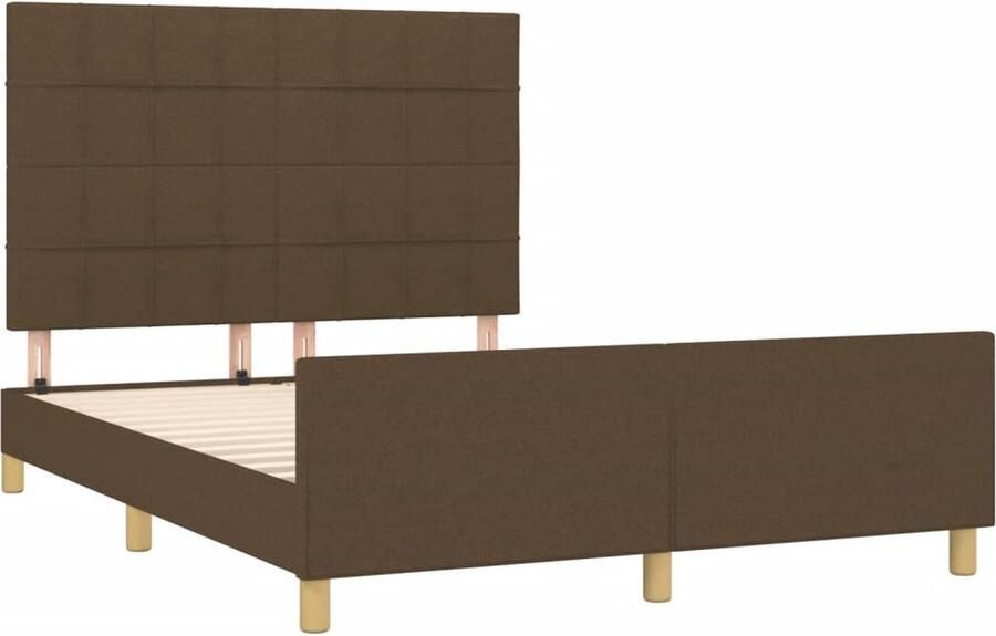 The Living Store Bedframe donkerbruin 193 x 146 x 118 128 cm verstelbaar hoofdeinde ondersteunende poten multiplex lattenbodem comfortabele ondersteuning matras niet inbegrepen
