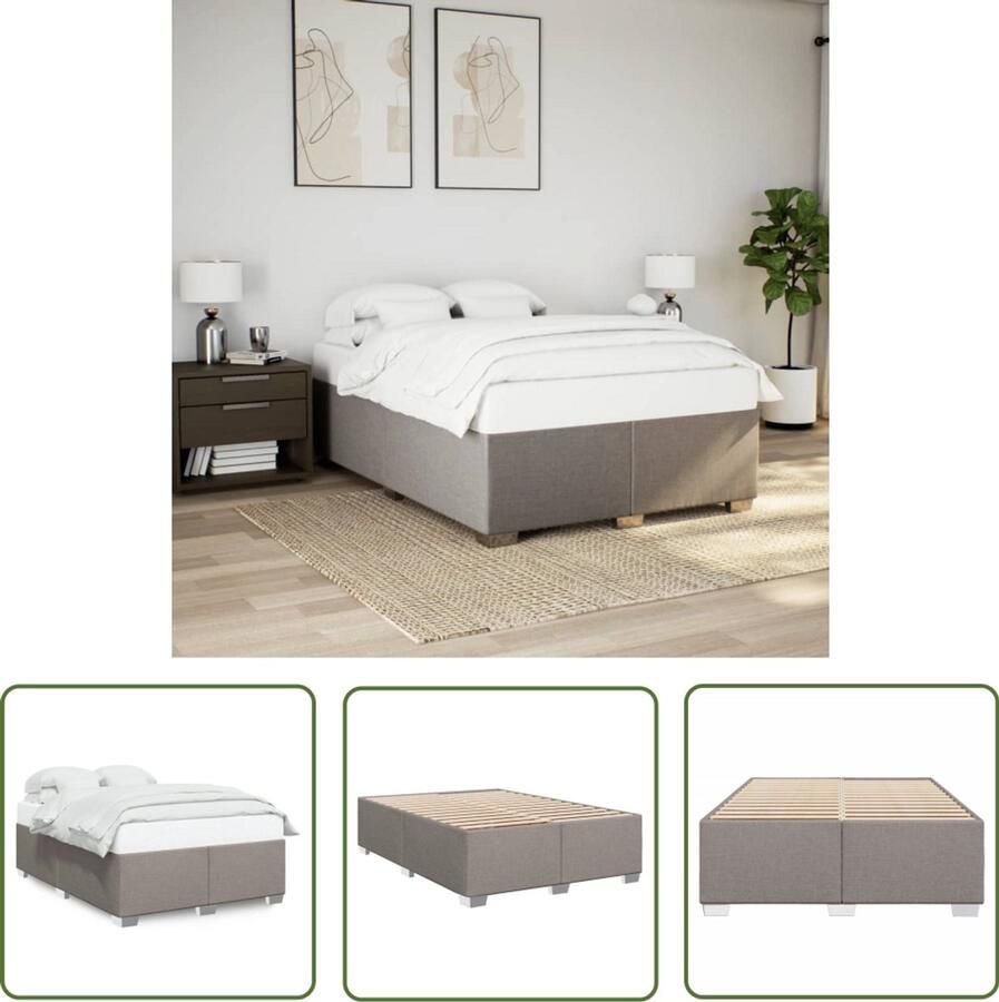 VidaXL Bedframe zonder matras stof taupe 140x190 cm Bedframe Slaapcomfort Houten Bed Tweepersoonsbed Boxspring