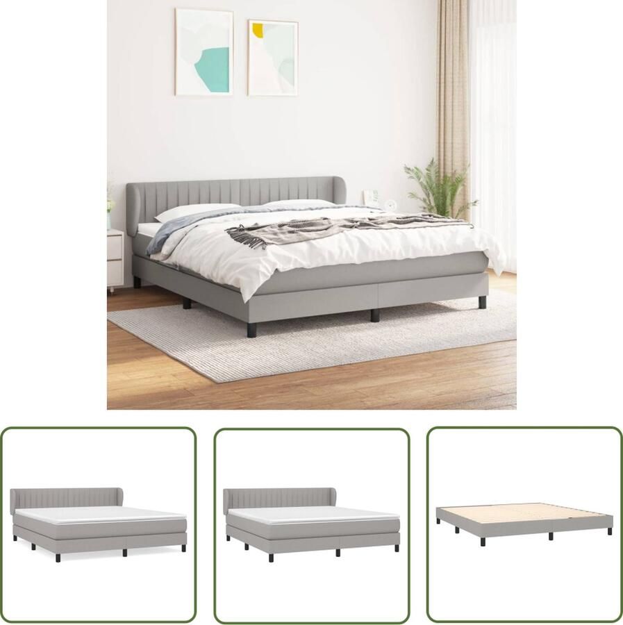 The Living Store Boxspring Bed Pocketvering Matras Middelhard Lichtgrijs 203 x 163 cm Boxspring Bed Slaapcomfort Boxspring Frame Tweepersoons Bed Pocketed Spring Mattress