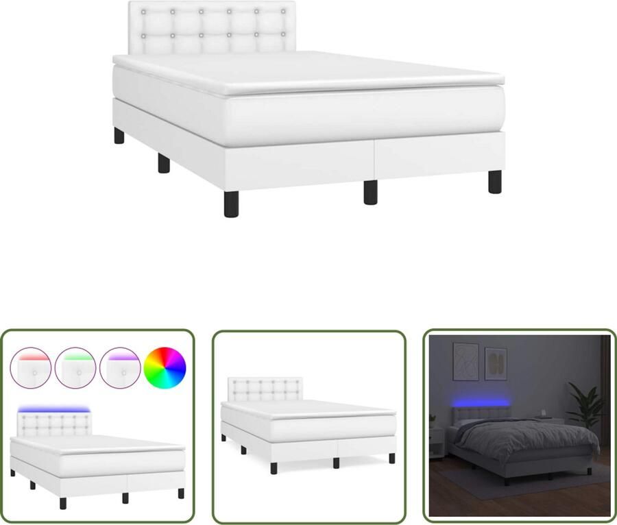 VidaXL Boxspring met matras en LED kunstleer zwart 120x190 cm Boxspring Slaapcomfort Led Verlichting Kunstleder Modern Design