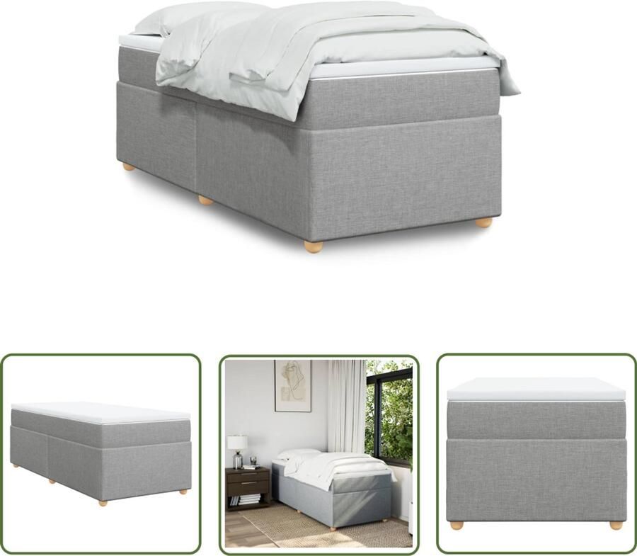 VidaXL Boxspring met matras stof lichtgrijs 90x200 cm Boxspring Slaapcomfort Mattress Pocketvering Schuimmatras