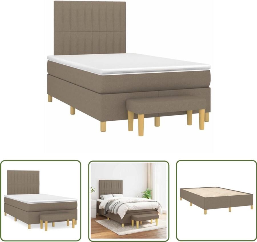 VidaXL Boxspring met matras stof taupe 120x190 cm Boxspring Slaapcomfort Boxspringbed Taupecloured Tweepersoonsbed