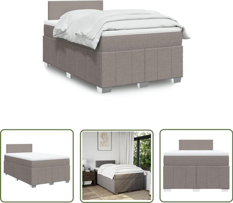 VidaXL Boxspring met matras stof taupe 120x190 cm Boxspring Slaapcomfort Pocketveringmatras Hoofdbord Tapijtkleur