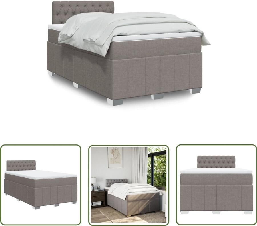 VidaXL Boxspring met matras stof taupe 120x200 cm Boxspring Slaapcomfort Matras Tapijt Bedroom Decoratie