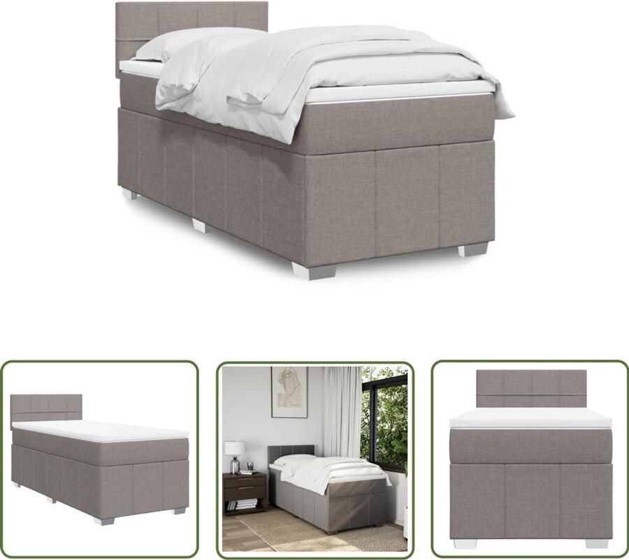 VidaXL Boxspring met matras stof taupe 80x200 cm Boxspring Slaapcomfort Mattress Bedroom Furniture Tapijt Kleur
