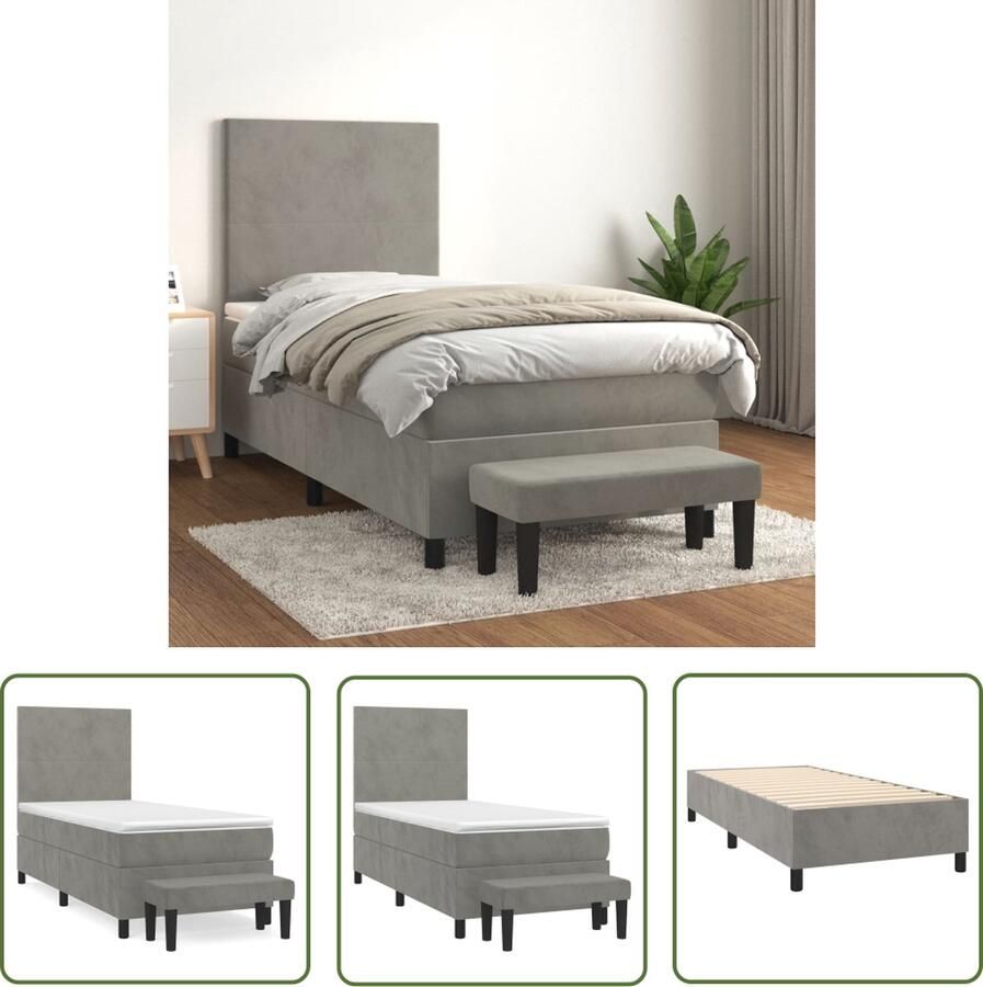 The Living Store Boxspringbed Rustgevend 203 x 90 x 118 128 cm Comfortabele slaap Boxspringbed Slaapcomfort Velvet Bed Tweepersoonsbed Boxspring Frame