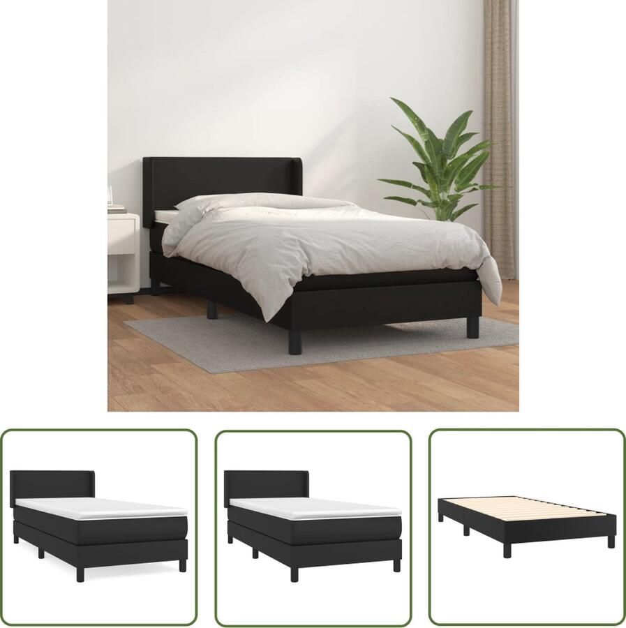 The Living Store Boxspringbed Duurzaam Kunstleer 100 x 200 Hoofdbord Verstelbaar Boxspringbed Kunstleder Bed Tweepersoonsbed Boxspring Hoofdbord Verstelbaar