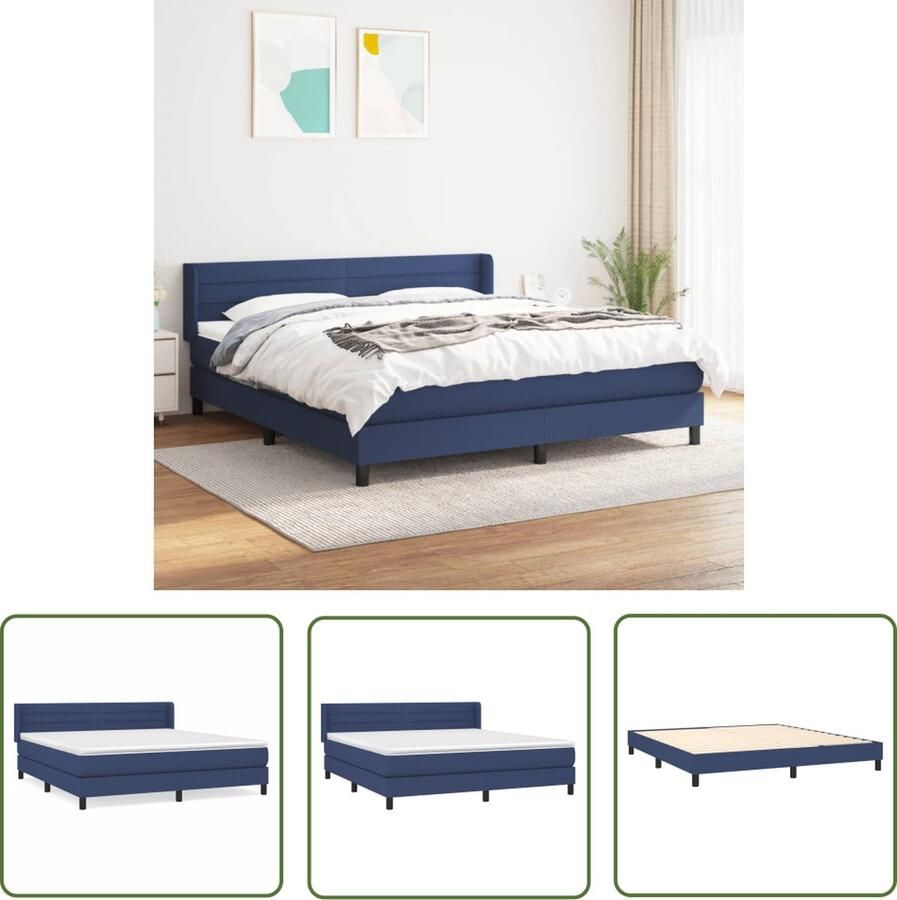 The Living Store Boxspring met matras stof blauw 160x200 cm Boxspringbed Slaapcomfort Boxspring Tweepersoonsbed Slaapkamerinrichting