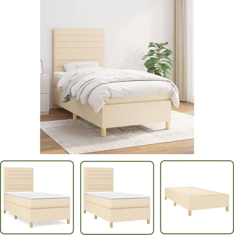 The Living Store Boxspringbed Luxe Bed Afmetingen- 203 x 83 x 118 128 cm Duurzaam Materiaal Boxspringbed Slaapcomfort Hoofdboard Pocketveermatras Duurzaam Materiaal
