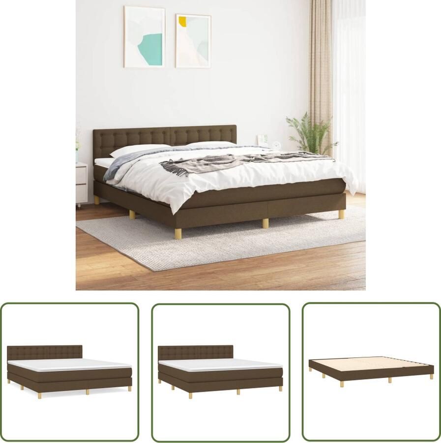 The Living Store Boxspringbed donkerbruin 203 x 160 x 78 88 cm met verstelbaar hoofdbord Boxspringbed Slaapcomfort Hoofdboard Verstelbare Hoofdbord Pocketveermatras