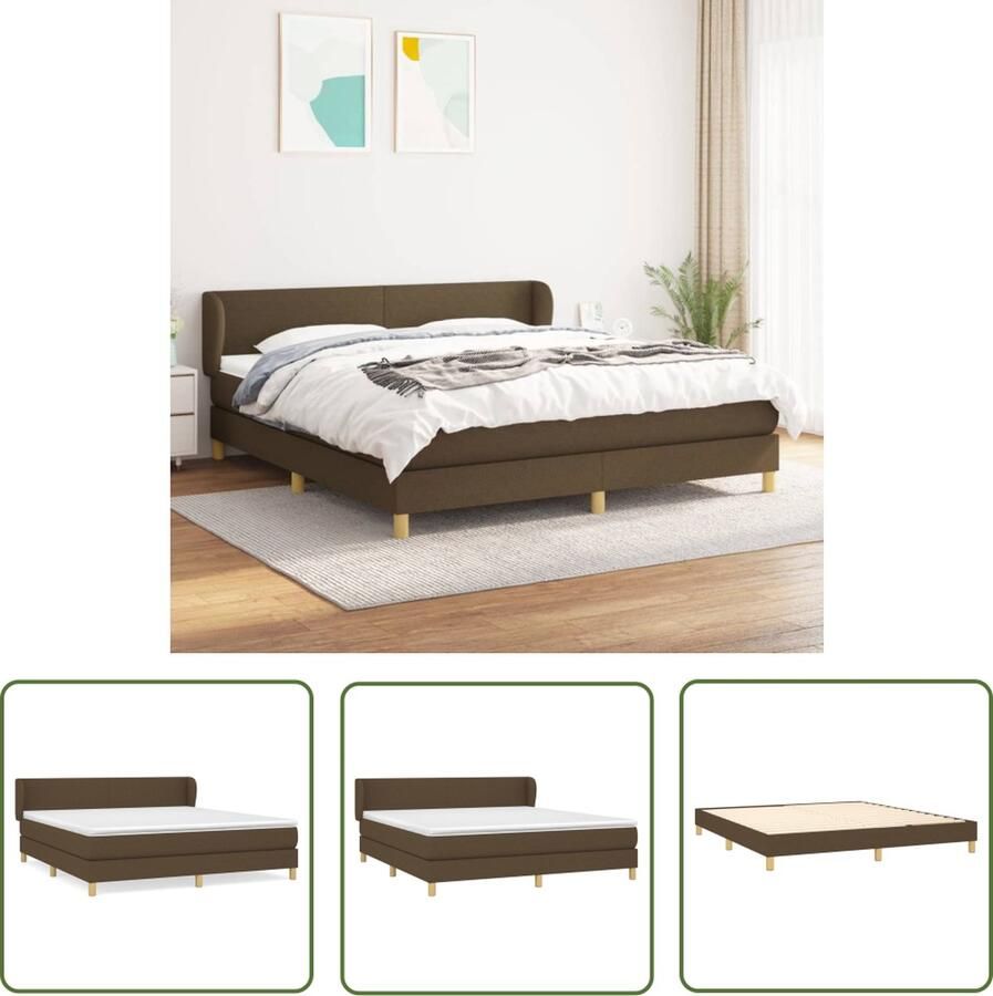 The Living Store Boxspringbed Dark Brown 203 x 183 x 78 88 cm Pocketvering Matras Huidvriendelijk Topmatras Boxspringbed Slaapcomfort Pocketvering Hoofdboard Donkerbruin