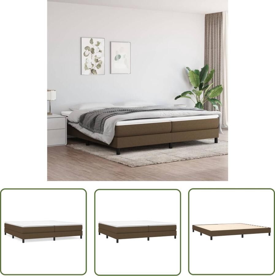 The Living Store Boxspringbed Rustgevende Nacht Bedframe donkerbruin 203x200x25 cm Pocketvering matras Middelharde ondersteuning Huidvriendelijk topmatras Multiplex lattenbodem 2 matrassen 1 topmatras - Foto 2